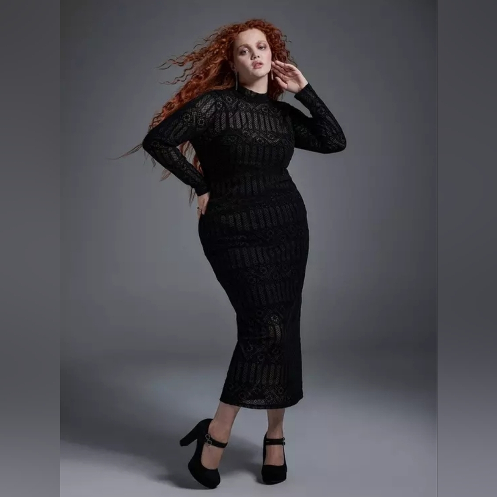 torrid Black Long Sleeve Lace Maxi Dress
